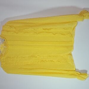 HAUTE MONDE | Ruffle Swiss Dot Yellow Top